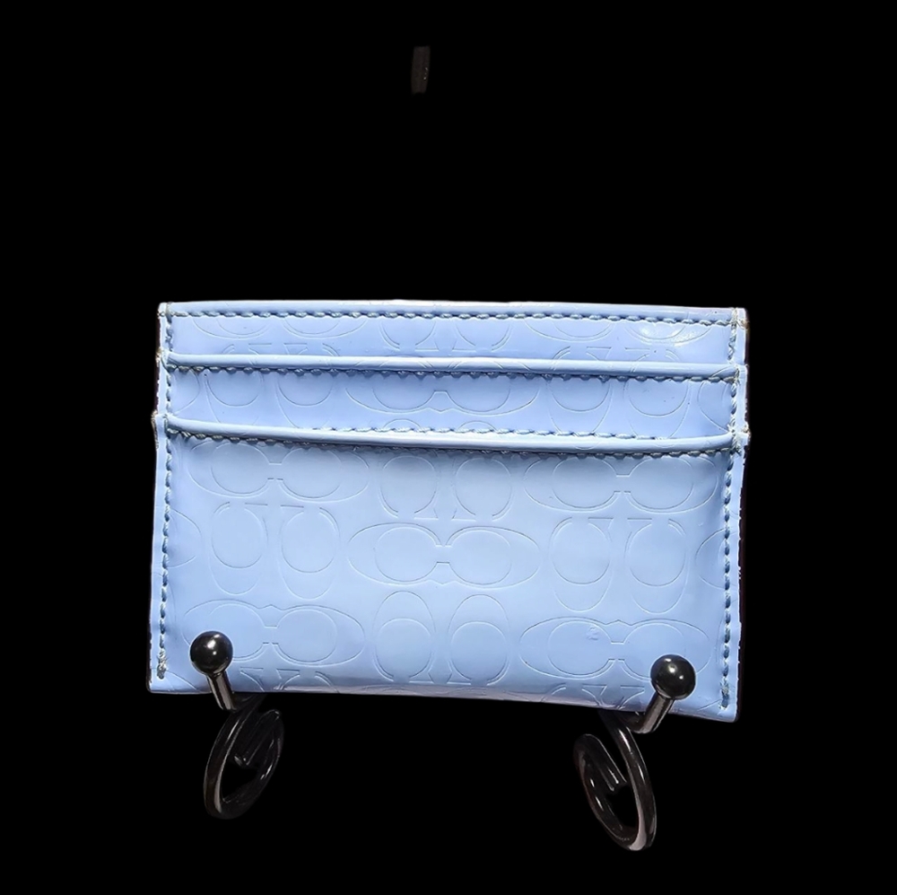 COACH Light Blue Embossed Card Holder - Picture 3 of 7